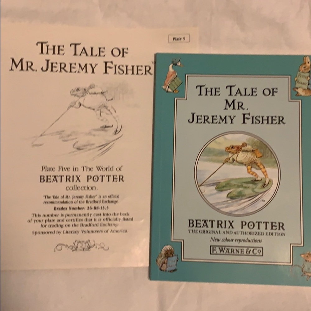 PLATE #5 Davenport Pottery The Tale Of Mr Jeremy Fisher Raised Limited Plate NEW - Picture 6 of 8